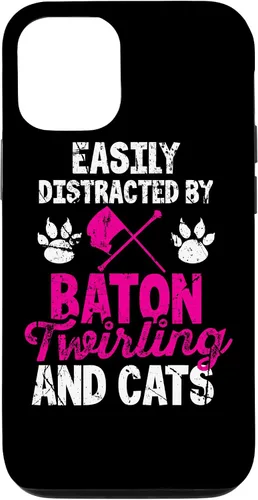 Vista 11 de Funda para iPhone 12 mini que se distrae fácilmente por Baton Twirling and Cats Majorette Twirl