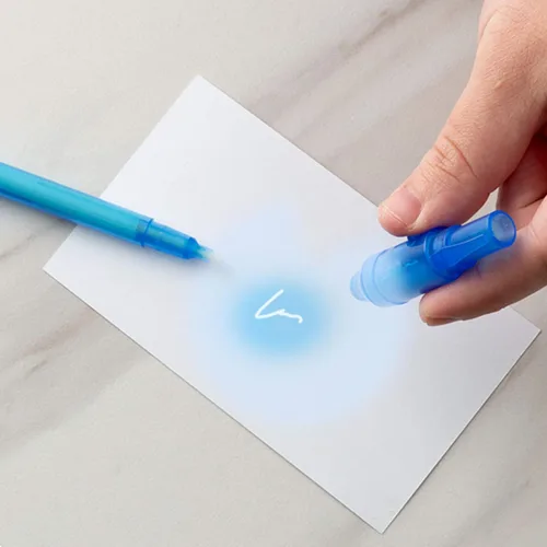 Vista 3 de SyPen Marcador de tinta invisible, escritor de mensajes espía secreto, 24 piezas con luz ultravioleta, entretenimiento divertido para niños