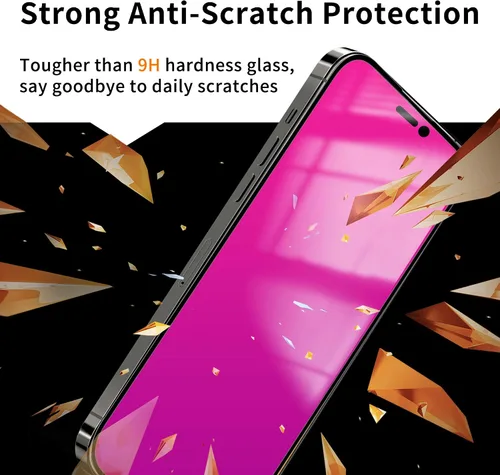 Vista 5 de Paquete de 2 protectores de pantalla de privacidad para iPhone 11 Pro Max/XS Max, vidrio templado antiespía, efecto espejo colorido degradado