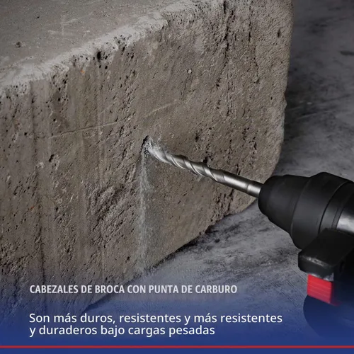 Vista 6 de WORKPRO SDS-Plus Juego de brocas de 8 piezas, punta de carburo, SDS+ Juego de brocas de martillo giratorio con estuche de almacenamiento