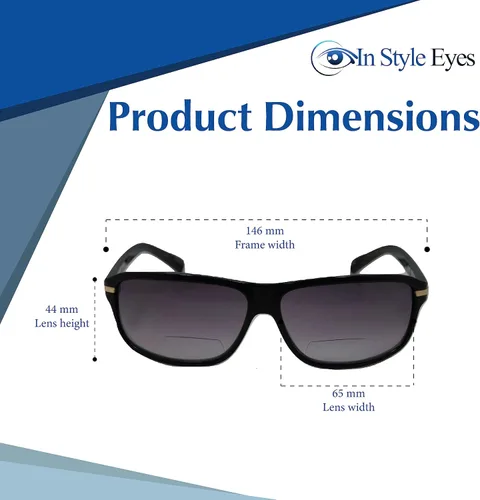 Vista 4 de In Style Eyes First Class - Gafas de sol deportivas con lector bifocal, montura completa, montura rectangular, no polarizadas, color negro, 3.0x