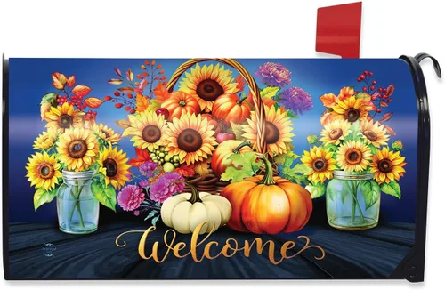 Vista 7 de Briarwood Lane Funda para buzón de otoño con ramo de otoño, tamaño estándar