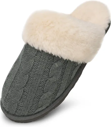 Vista 7 de DREAM PAIRS - Pantuflas de punto trenzado y piel sintética para mujer