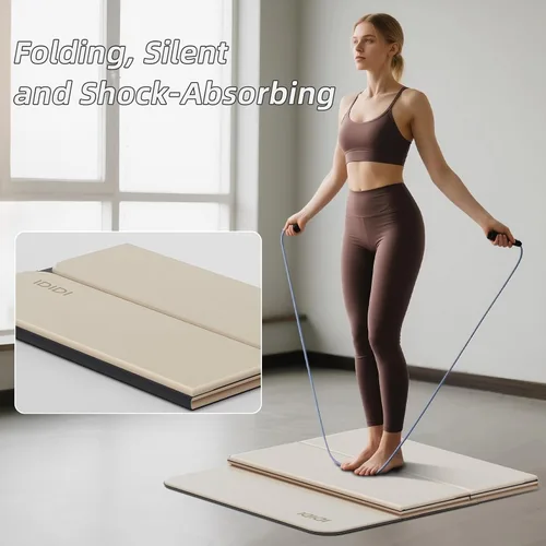 Vista 6 de Tapete de yoga plegable extra grueso de 0.32 pulgadas, material POE ecológico, tapete de fitness de diseño antideslizante, tapetes de entrenamiento