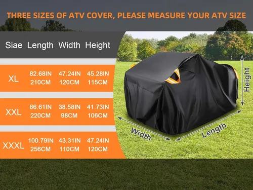 Vista 6 de Cubierta resistente para ATV 600D Oxford impermeable, protección UV para 4 ruedas/quad, protección para todo tipo de clima al aire libre