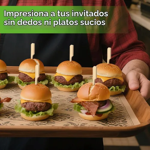 Vista 3 de FATLODA Palillos de Cóctel de Bambú de 3.5 Pulgadas [1200 PIEZAS] para Aperitivos, Brochetas de Madera Tipo Paleta, Palillos de Dientes Planos