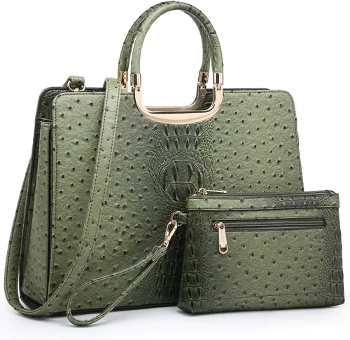 Vista 31 de Bolso de mano para mujer con asa superior, bolso de hombro, bolso tipo tote, cartera con billetera a juego 2-azul cocodrilo