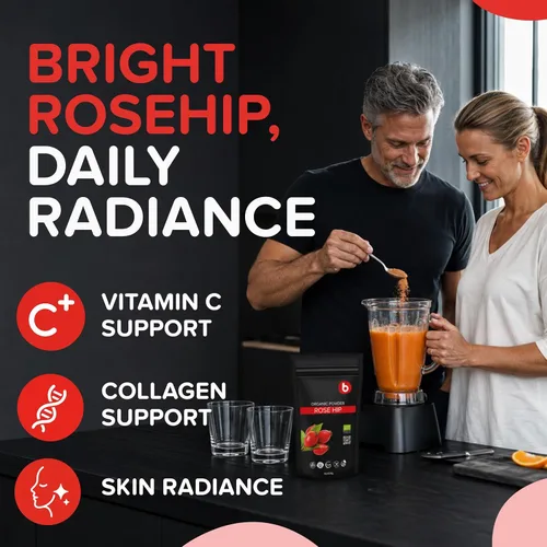 Vista 3 de Polvo seco de escaramujos – Polvo de vitamina C a base de plantas – Superalimento para apoyo inmunológico, vitalidad natural y envejecimiento