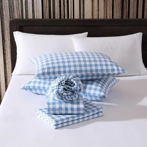 Vista 6 de Eddie Bauer - Sábanas de cama individual, juego de ropa de cama de franela de algodón con funda de almohada a juego, cepilladas para mayor suavidad