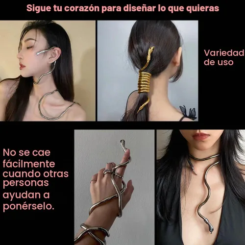 Vista 3 de Gargantilla ajustable de serpiente escorpión flexible para mujer, gargantilla de serpiente punk flexible, multiusos, collar Medusa Hollween