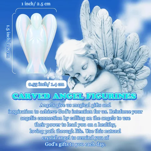 Vista 8 de Hicarer 6 figuras de ángel de cristal mini guardián, 1.5 pulgadas Ángeles naturales que curan la paz y la energía del amor, regalo de meditación