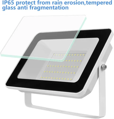 Vista 3 de UFOND Luz de inundación LED de 5000 lúmenes con enchufe, reflector impermeable de 50 W para exteriores, luces de seguridad de ángulo de iluminación