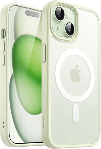 Vista 15 de JETech - Carcasa magnética mate para iPhone 15, color negro Compatible con MagSafe, parte trasera mate translúcida, protección delgada a prueba