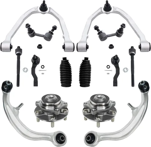 Vista 94 de Detroit Axle - Kit de suspensión delantera 4WD para Nissan Frontier Pathfinder Xterra, 2 cubos de rodamientos de ruedas, 2 brazos de control
