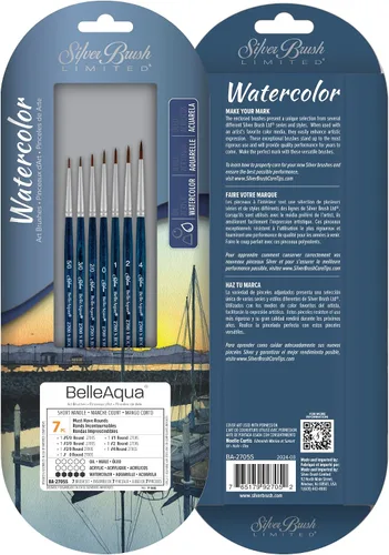 Vista 18 de Silver Brush Limited BA-2753S BelleAqua - Juego de pinceles redondos básicos para acuarela, 3 piezas, mango corto profesional, juego de pinceles