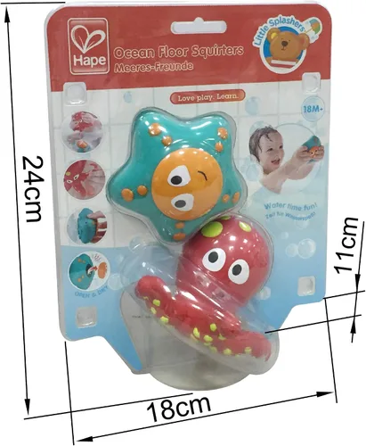 Vista 6 de Hape Ocean Floor Squirters Coloridos juguetes de baño para bebés y niños pequeños, coloridos juguetes de baño para bebés y niños pequeños, juego