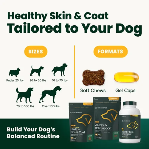 Vista 8 de VetriScience Masticables saludables para piel y pelaje, suplemento de aceite de salmón Omega-3 Derma Strength para perros, masticables Omega