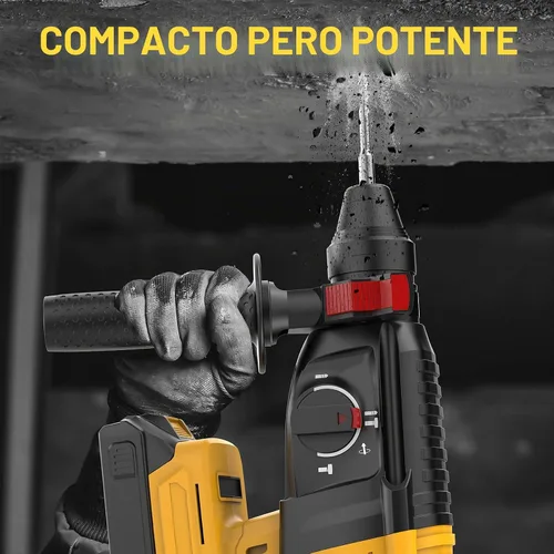 Vista 7 de Taladro de Martillo Giratorio Inalámbrico SDS Compatible con Batería Dewalt 20V (SIN Batería) Motor Sin Escobillas, Embrague de Seguridad, 4