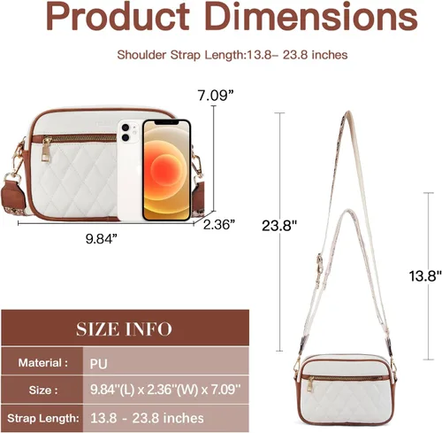 Vista 5 de Telena Crossbody bags for Women Trendy Quilted Crossbody Bag Faux Leather Purse with Wide Strap