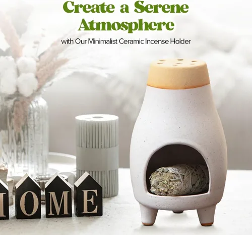 Vista 7 de Palo Santo Sage Incienso Holder I Meditación Regalo Cerámica Decoración Cuenco Suministros de Brujería Cuenco de Manchas I Quemador Elegante