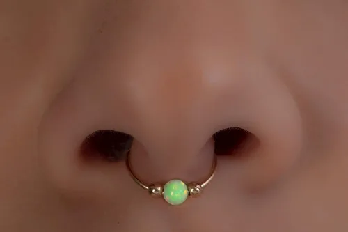 Vista 13 de Anillos de tabique rellenos de oro de 14 quilates ópalos