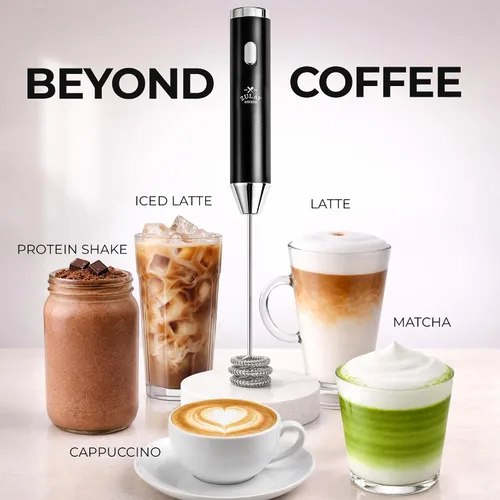Vista 48 de Zulay Milk Boss Espumador de leche potente manual, hace espuma para latte, batidor para mezclar bebidas, café, miniespumador para capuchino, frappé