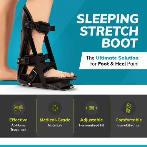 Vista 6 de Bota de estiramiento nocturno BraceAbility. Tablilla para estirar el pie por la noche, para el estiramiento de la fascia plantar, trata el dolor