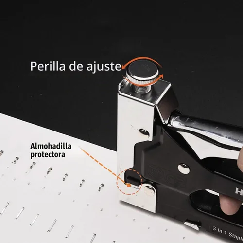 Vista 4 de Edward Tools Pro 3 en 1 - Pistola de grapas resistente con 600 grapas, para tapicería, madera, jardín, alambre, muebles, techos, grapas tipo D, U