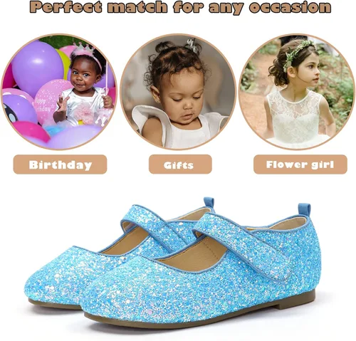 Vista 5 de ADAMUMU Zapatos de vestir para niñas, zapatos brillantes para niñas, zapatos de vestir para uniforme escolar de princesa Mary Jane, zapatos