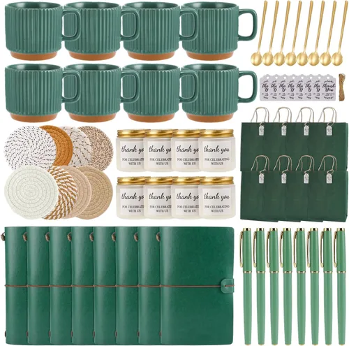 Vista 14 de Premios de baby shower para ganadores de juegos, premios de juegos de baby shower, tazas de cerámica con cucharas de metal, posavasos tejidos
