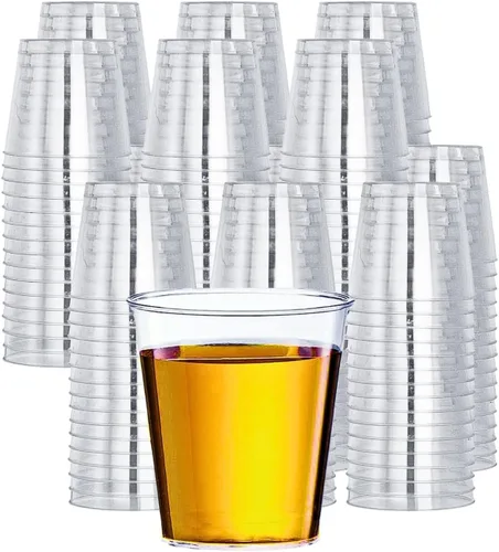 Vista 5 de Green Direct Vasos de chupito de plástico desechables de 1 onza, paquete de 100, pequeños vasos de plástico para vodka, whisky, tequila, vino