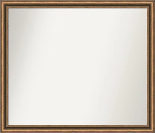 Vista 220 de Amanti Art Espejo de baño de bronce para sobre fregadero, 24 x 24 pulgadas, espejo de tocador cuadrado estrecho de bronce Manhattan, marco de madera
