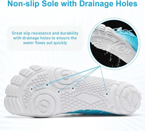 Vista 5 de HIITAVE Zapatos de agua antideslizantes, zapatos acuáticos de secado rápido, ligeros, con playa, río, piscina, para hombres y mujeres