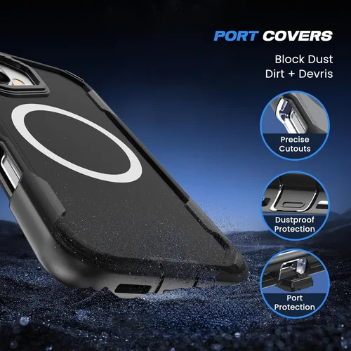 Vista 6 de DEERLAMN Funda magnética a prueba de golpes para iPhone 16 de 6.1 pulgadas, [compatible con MagSafe] [protección contra caídas de grado militar] 2