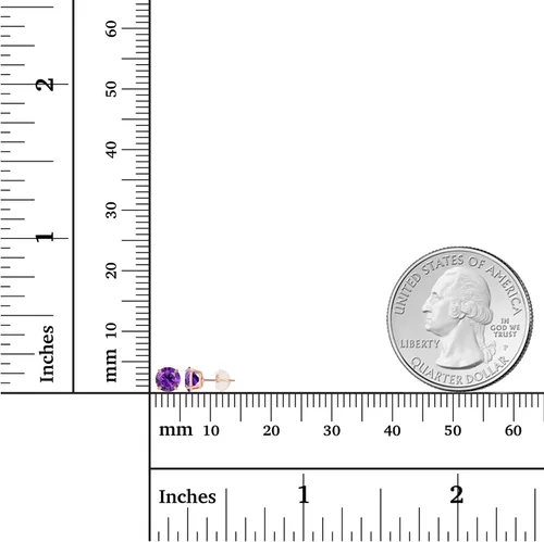 Vista 4 de Aretes de tuerca de oro macizo de 10 quilates de 0.157 in con piedra natal genuina