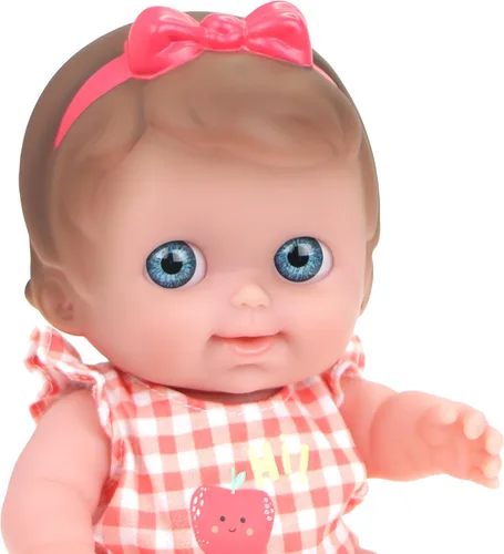Vista 4 de Lil Cutesies - Juego de regalo de muñeca bebé de vinilo de 9 pulgadas Posable y lavable Traje extraíble Silla alta y accesorios