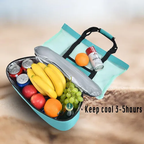 Vista 4 de Beach Bag with Cooler, Mesh Beach Tote with Undetachable Insulated Cooler and Pocket for Towels