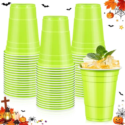 Vista 26 de LANLISA 50 vasos de plástico negros, vasos desechables de 16 onzas, tazas para beber para suministros de fiesta