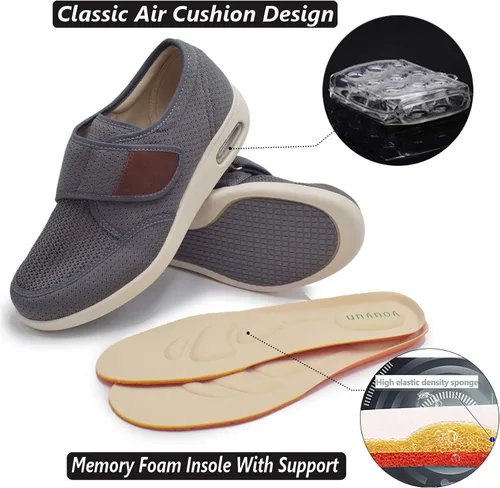 Vista 4 de W&LESVAGO Zapatos anchos ajustables para hombre con edema diabético con plantilla de espuma viscoelástica, amortiguación de aire, zapatos ligeros