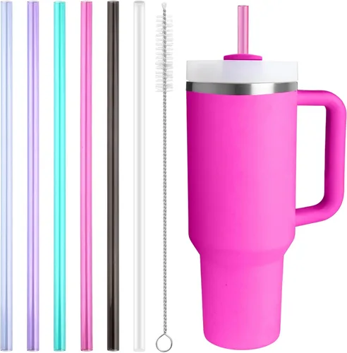 Vista 7 de Popote de repuesto compatible con Stanley Quencher de 40 onzas, vaso de 30 onzas, popotes reutilizables extra largos de 12 pulgadas para vasos de 40