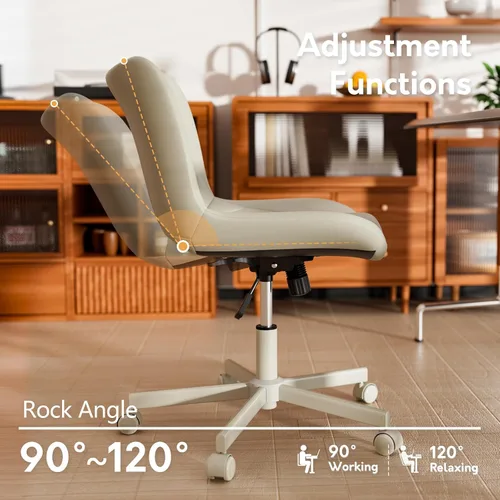 Vista 7 de Silla de Escritorio sin Brazos, Silla de Oficina Moderna para el Hogar sin Brazos, Silla de Computadora con Altura Ajustable y Balanceo, Silla