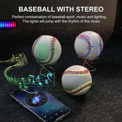 Vista 3 de Bluetooth Speaker Baseball Glow in The Dark Speaker for Fans Rojo