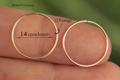 Vista 72 de Aretes de aro de oro de plata – Aretes de aro para mujer, dos piezas de aros de plata fina rellenos de oro, aro de hélice, anillo de tragus, aro