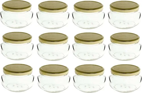 Vista 9 de Nakpunar 12 tarros de sopera de vidrio de 3.3 oz con tapas negras, 3.4 fl oz