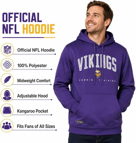 Vista 5 de Outerstuff NFL - Sudadera con capucha de forro polar para hombre, colores de equipo de campo