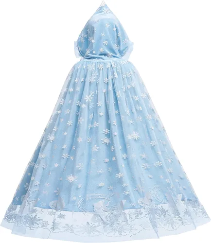 Vista 2 de PURFEEL Capa de lujo con capucha para niñas de Elsa disfraz de capa de princesa para niños de Elsa 2022