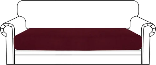 Vista 46 de YEMYHOM Funda de cojín para sofá, funda de cojín de asiento de alta elasticidad, tela jacquard geométrica de felpa, protector de sofá antideslizante