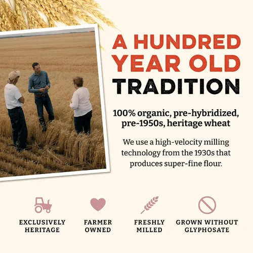 Vista 6 de Sunrise Flour Mill USDA Organic Heritage - Harina de repostería de trigo integral – 2 libras Ideal para personas sensibles al gluten Más fácil