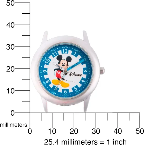 Vista 5 de Disney Mickey Mouse - Reloj analógico de cuarzo para niños, acero inoxidable, Azul Patchwork, NO SIZE, Relojes para niños