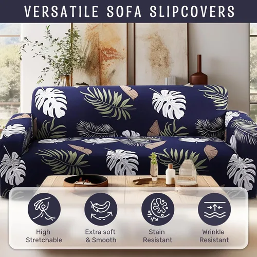Vista 3 de Dephora - Funda súper elástica para sofá, antideslizante, de elastano, suave, estampado, protector de muebles lavable con 2 fundas de almohada